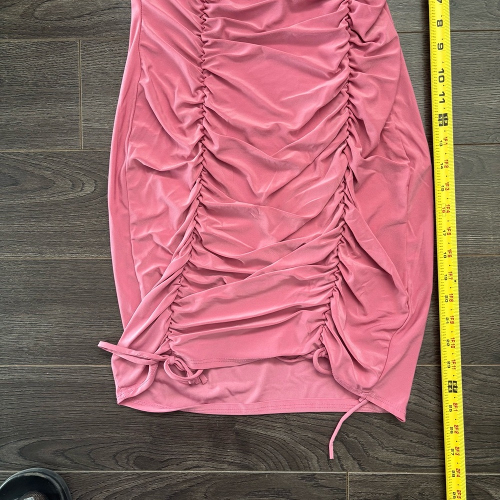Elegant Pink Ruched Mini Dress - Picture 10 of 10